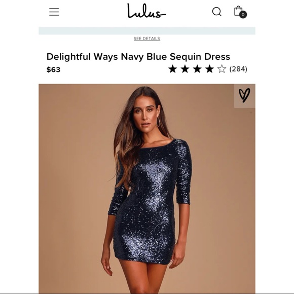NWT Lulu’s Delightful Ways Navy Blue Sequin Dress - Picture 5 of 11